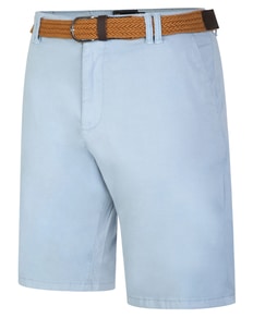 KAM Belted Oxford Stretch Chino Shorts Powder Blue
